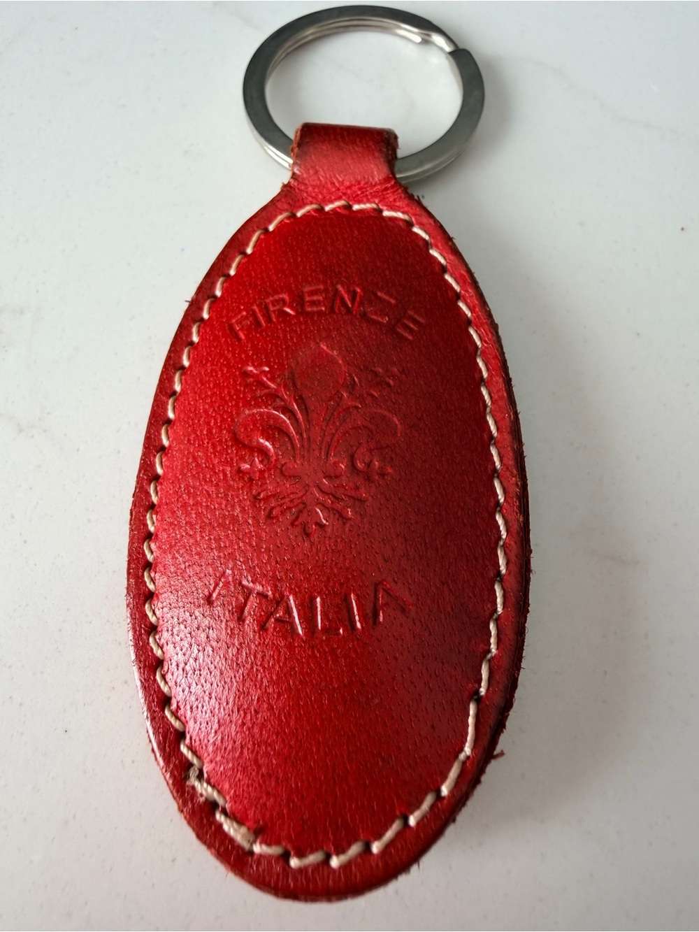 Red Firenze Italia Leather Keychain